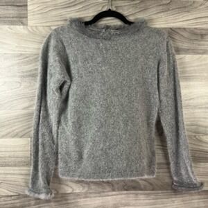 Pursuits Ltd Pullover Sweater Wonens M Gray Angora Rabbit Hair Blend Long Sleeve